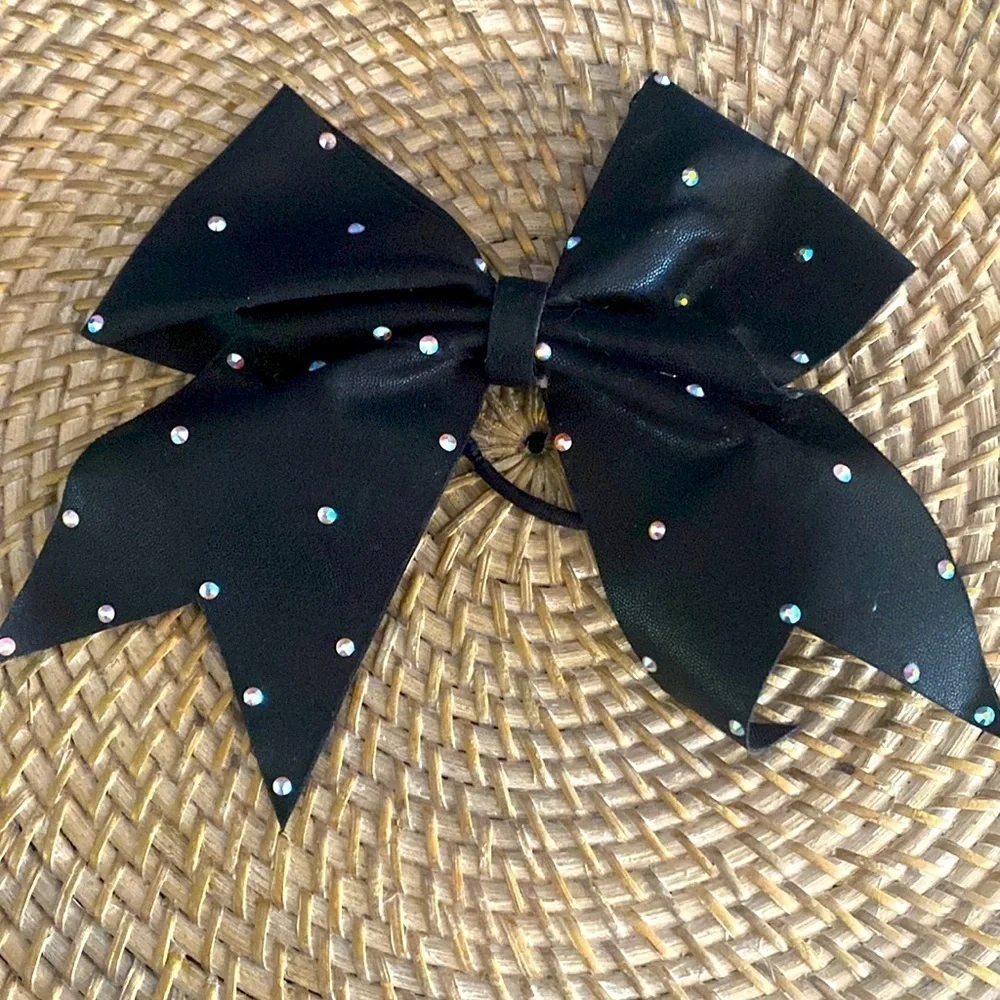 Girl’s Set of 4 Black, White, Orange and Pink Sequined Cheerleading Bows